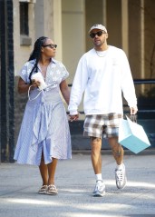 New York City, NY  - *EXCLUSIVE*  - Jesse Williams is spotted during a rare outing with longtime girlfriend Ciarra Pardo after having lunch together at Cipriani Downtown NYC in SoHo, New York City on Tuesday. The actor currently starring on Broadway's Take me Out cut a casual figure in plaid shorts that showed off what appeared to be a new eagle tattoo on his leg and a white crew topped with a baseball cap. Pardo, who is CEO at Mi Ojo + Co-Founder of LevelN4XT and counts Rihanna as a friend having served as Chief Creative Officer at Fenty Corp looked summer ready in a seersucker dress with embroidered flower details and tied just beneath her chest and paired it with pear accent sandals. The couple were seen checkin their phones during al fresco lunch and chatting closely before heading off hand in hand.

Pictured: Jesse Williams

BACKGRID USA 15 JUNE 2022 

BYLINE MUST READ: Fernando Ramales / BACKGRID

USA: +1 310 798 9111 / usasales@backgrid.com

UK: +44 208 344 2007 / uksales@backgrid.com

*UK Clients - Pictures Containing Children
Please Pixelate Face Prior To Publication*