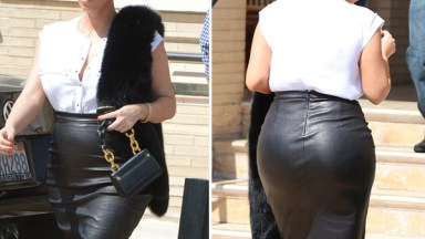 Kim Kardashian Leather Skirt