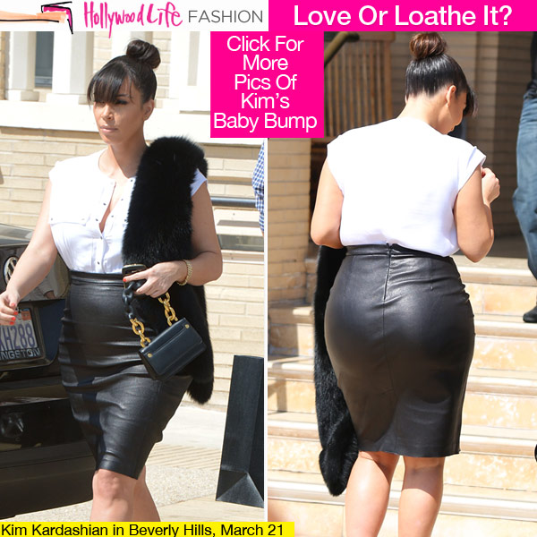 Kim Kardashian Leather Skirt