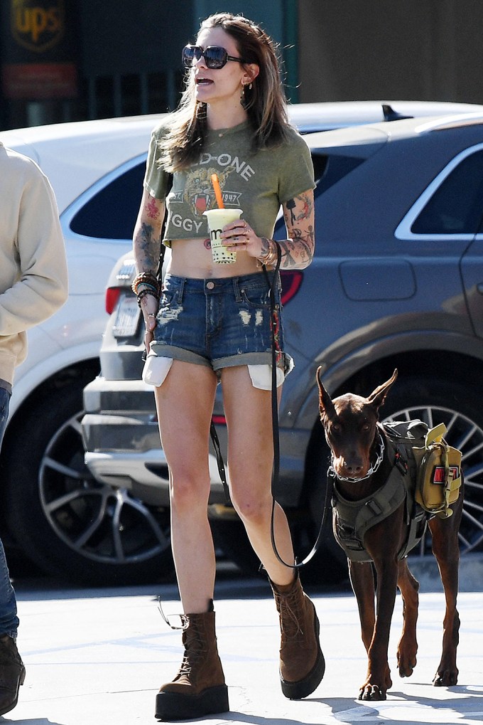 Paris Jackson with her dog