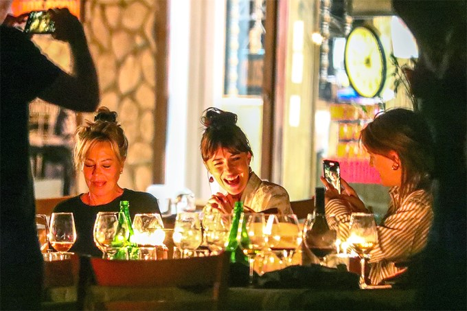 Dakota Johnson at dinner for her 32nd birthday