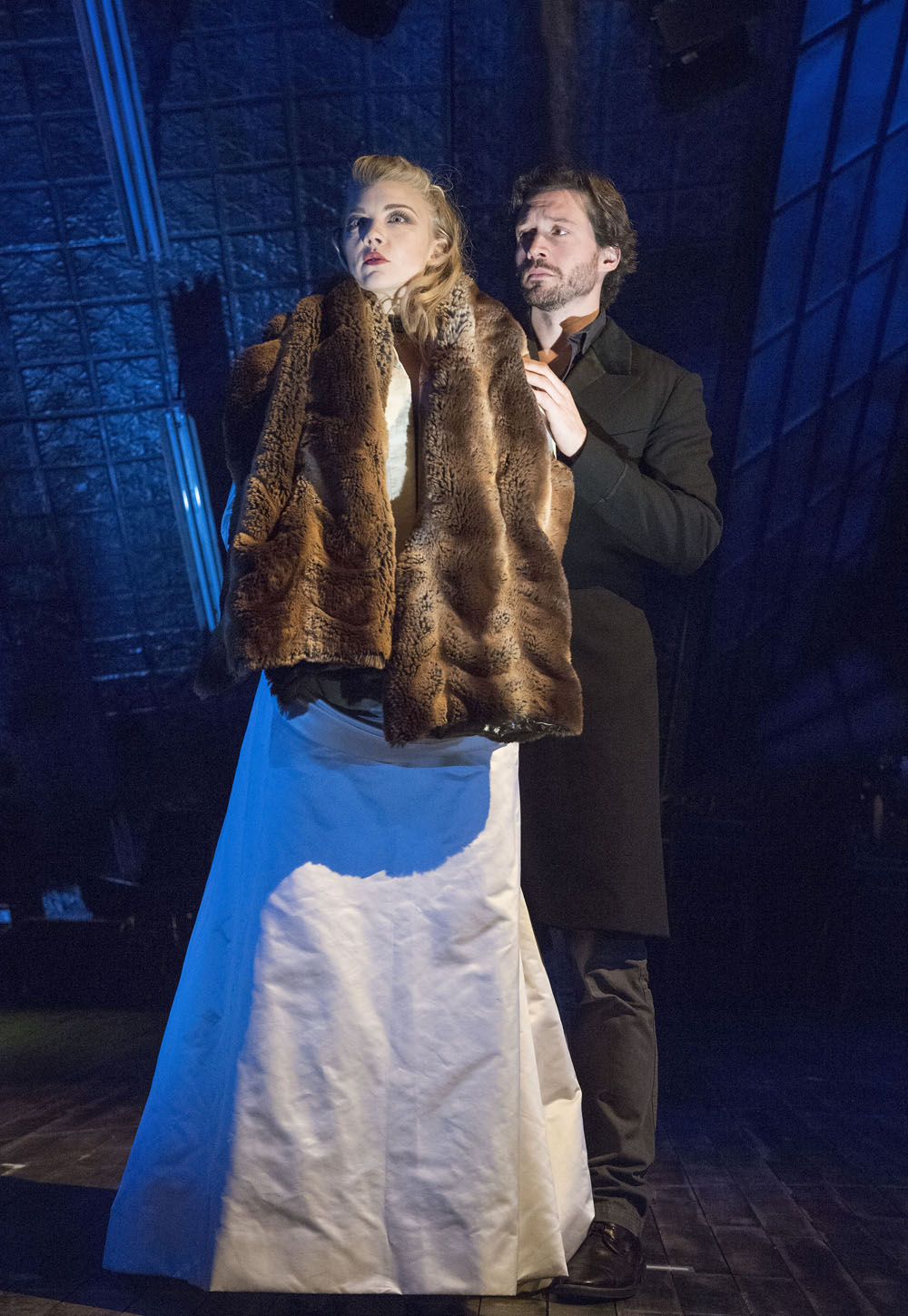 Editorial use onlyMandatory Credit: Photo by Alastair Muir/Shutterstock (9135587a)Natalie Dormer as Vanda Jordan, David Oakes as Thomas Novachek'Venus in Fur' Play performed at the Theatre Royal, Haymarket, London, UK, 13 Oct 2017