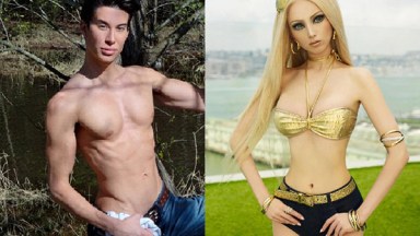 Human Ken Disses Human Barbie