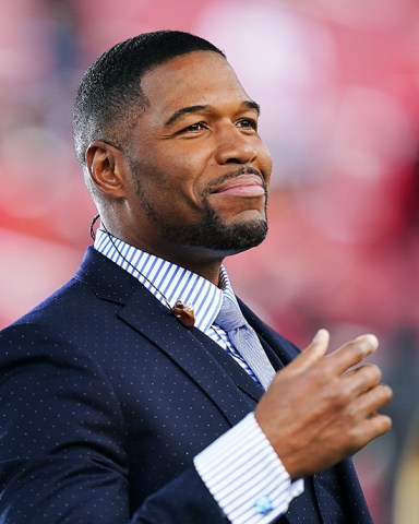 Editorial Use Only
Mandatory Credit: Photo by Dave Shopland/BPI/Shutterstock (10526895bd)
Two-time Emmy winner and Super Bowl Champion Michael Strahan  pictured working for Fox Sports
Green Bay Packers v San Francisco 49ers, NFL Conference Championship, American Football, Levi's Stadium, USA - 19 Jan 2020