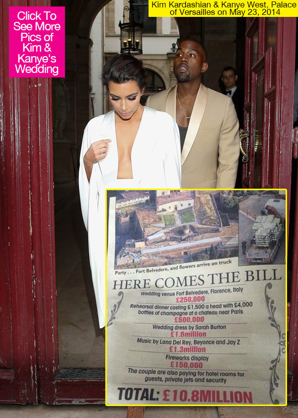 Kanye West Kim Kardashian Wedding Cost