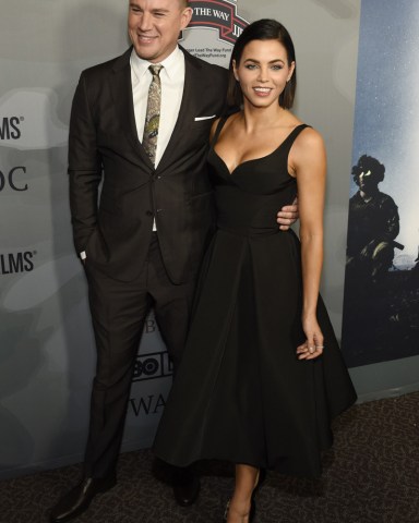 Channing Tatum, Jenna Dewan Tatum. Executive producer Channing Tatum and his wife, actress Jenna Dewan Tatum, pose together at the premiere of the film "War Dog: A Soldier's Best Friend" at the Directors Guild of America, in Los Angeles
LA Premiere of "War Dog: A Soldier's Best Friend", Los Angeles, USA - 06 Nov 2017