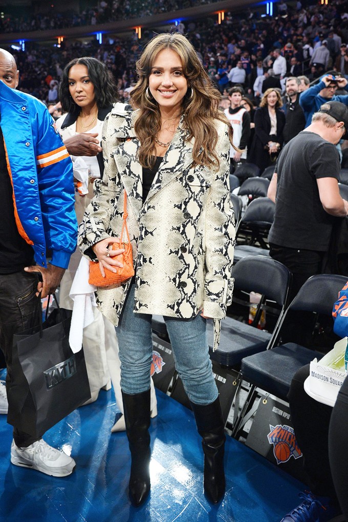 Jessica Alba at a New York Knicks Game