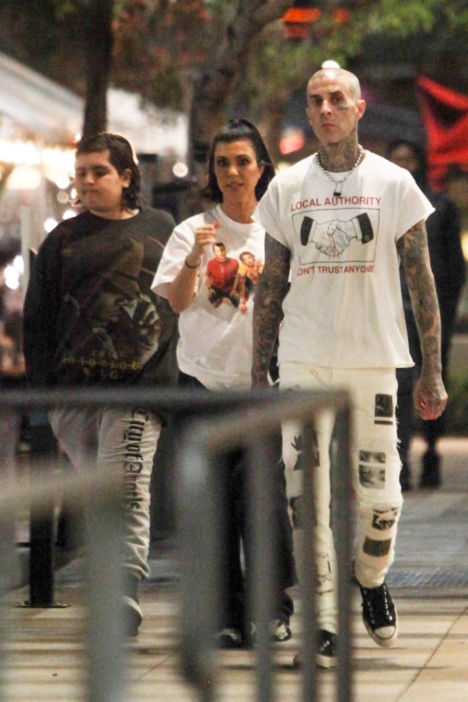 Mason Disick with Kourtney Kardashian and Travis Barker