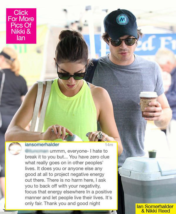 Nikki Reed Ian Somerhalder Twitter Defense