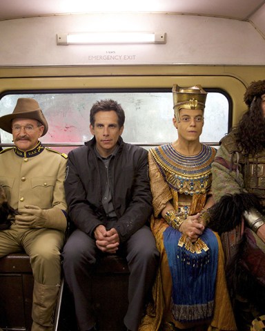 Editorial use only. No book cover usage.Mandatory Credit: Photo by Kerry Brown/20th Century Fox/Kobal/Shutterstock (5885635am)Mizuo Peck, Robin Williams, Ben Stiller, Rami Malek, Patrick GallagherNight At The Museum - Secret Of The Tomb - 2014Director: Shawn Levy20th Century FoxUSAScene StillFamilyNight At The Museum 3