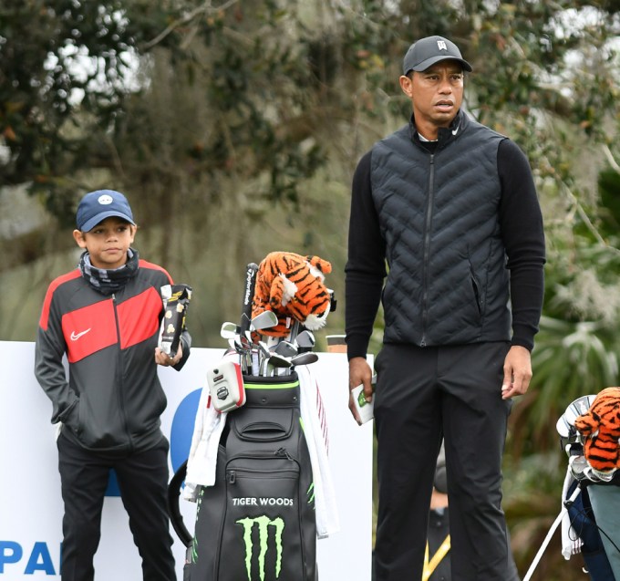 Tiger Woods with his son Charlie