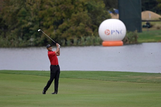 Tiger Woods in his iconic red polo