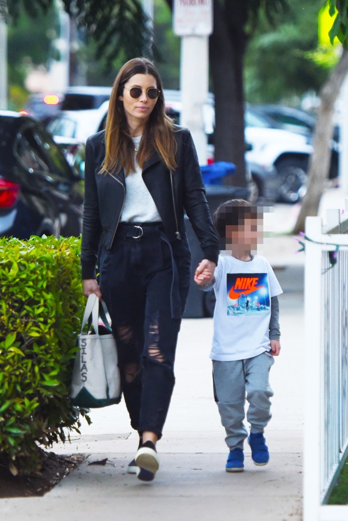 Jessica Biel Walks With Son Silas