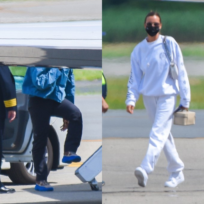 Irina Shayk & Kanye West traveling