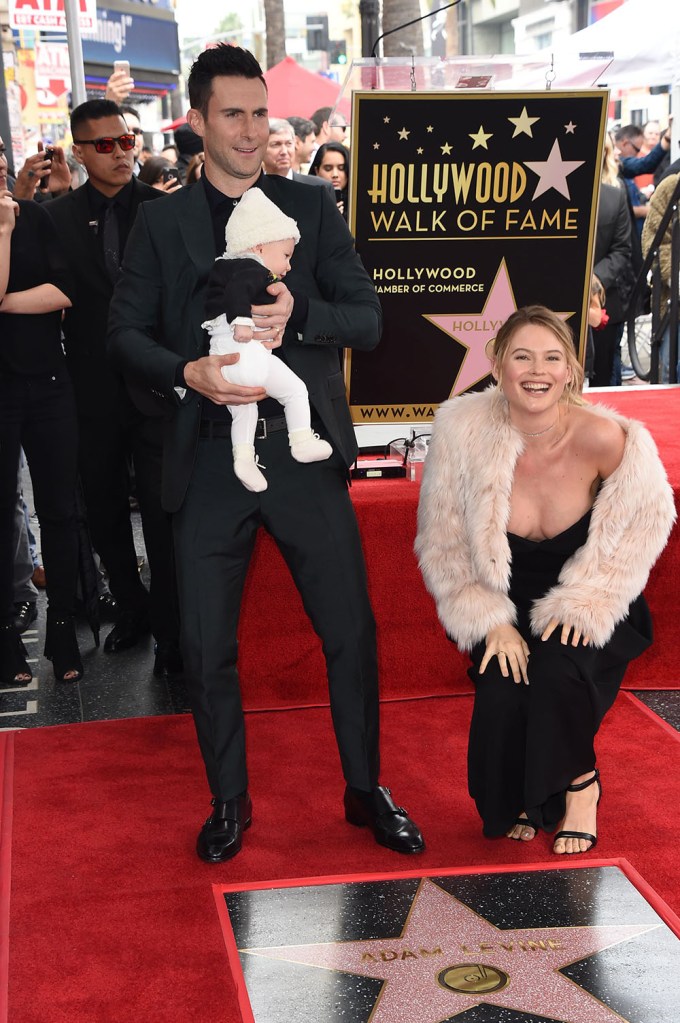 Adam Levine With His Star On The Hollywood Walk of Fame