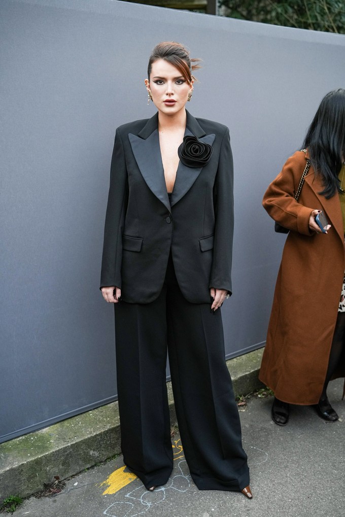 Bella Thorne in a Chic Black Suit