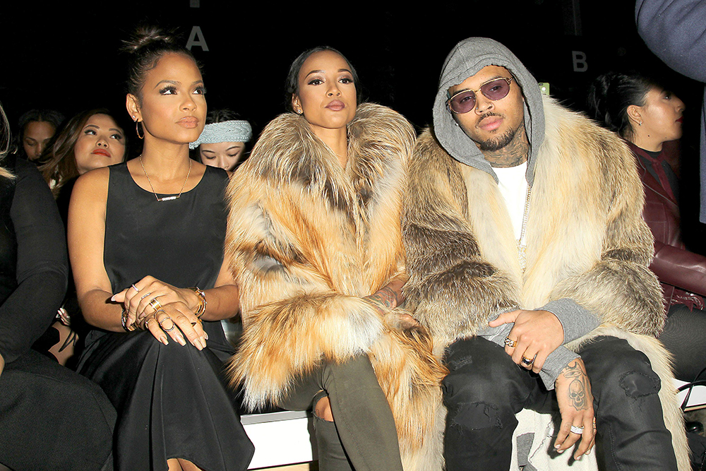 Christina Milian, Karrueche Tran and Chris Brown
Michael Costello show, Autumn Winter 2015, Mercedes-Benz Fashion Week, New York, America - 17 Feb 2015
Michael Costello Fall/Winter 2015 Fashion Show Presented by Mercedes-Benz - Front Row