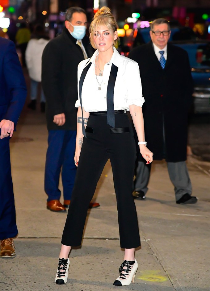 Kristen Stewart arrives at ‘The Late Show with Stephen Colbert’, New York, USA – 24 Jan 2022