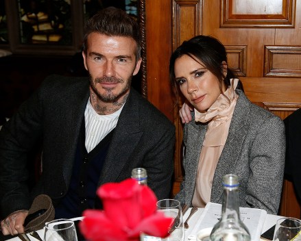 David Beckham and Victoria Beckham in the front rowKent & Curwen show, Front Row, Fall Winter 2019, London Fashion Week Men's, UK - 06 Jan 2019