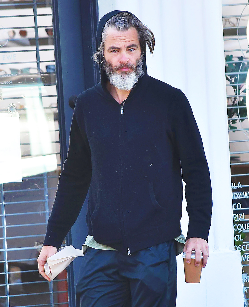 Chris Pine Gray Hair Beard Coffee SS