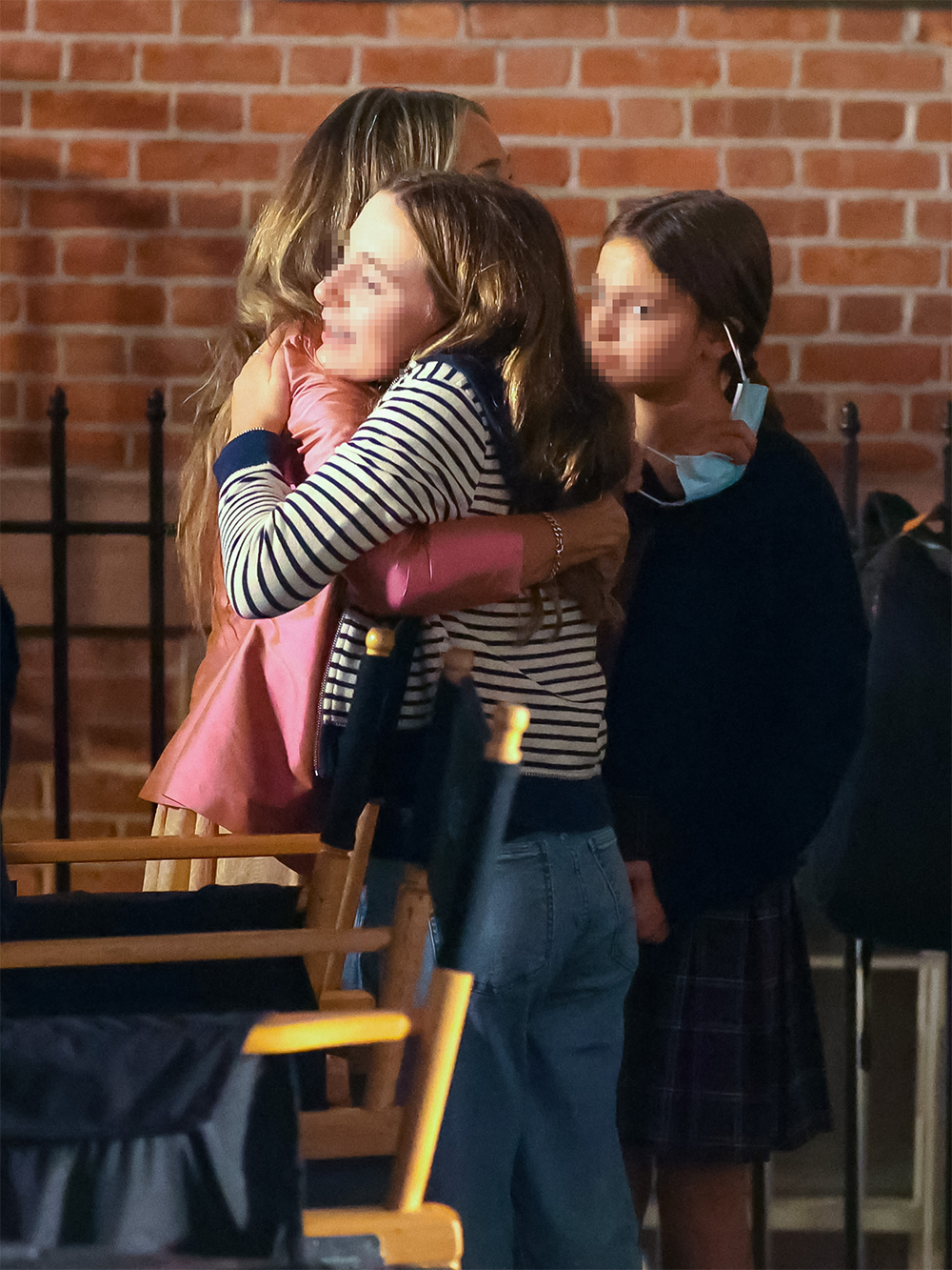 Sarah Jessica Parker with her daughters Marion Loretta Elwell Broderick and Tabitha Hodge Broderick are seen at the 'And Just Like That' film set