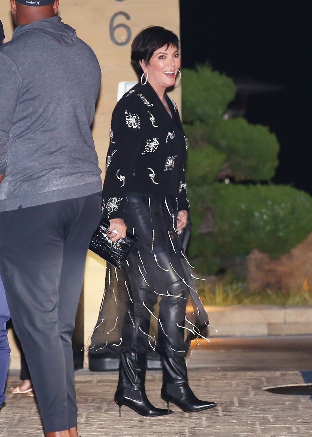 *EXCLUSIVE* Kris Jenner and Corey Gamble say  their goodbyes after dinner with friends at Nobu