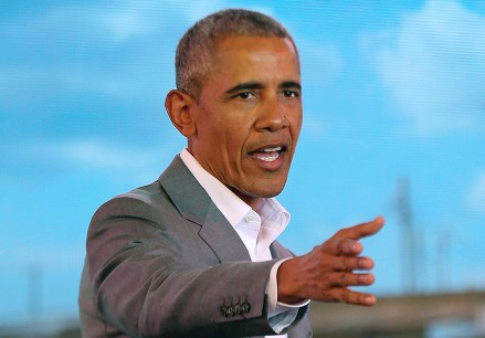 Former US President Barack Obama gestures to the crowd, during an event in Kogelo, Kisumu, Kenya, . Obama is in Kenya to launch a sports and training center founded by his half-sister, Auma Obama
Kenya Obama - 16 Jul 2018