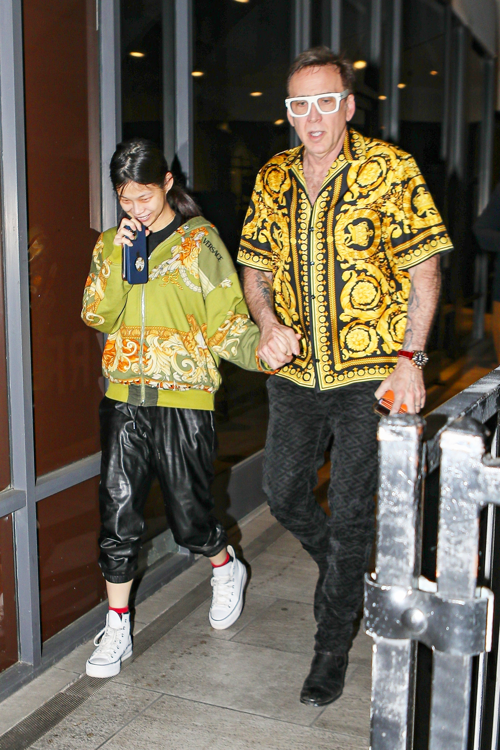 Nic Cage Holds Hands Wife Son Dinner BACKGRID