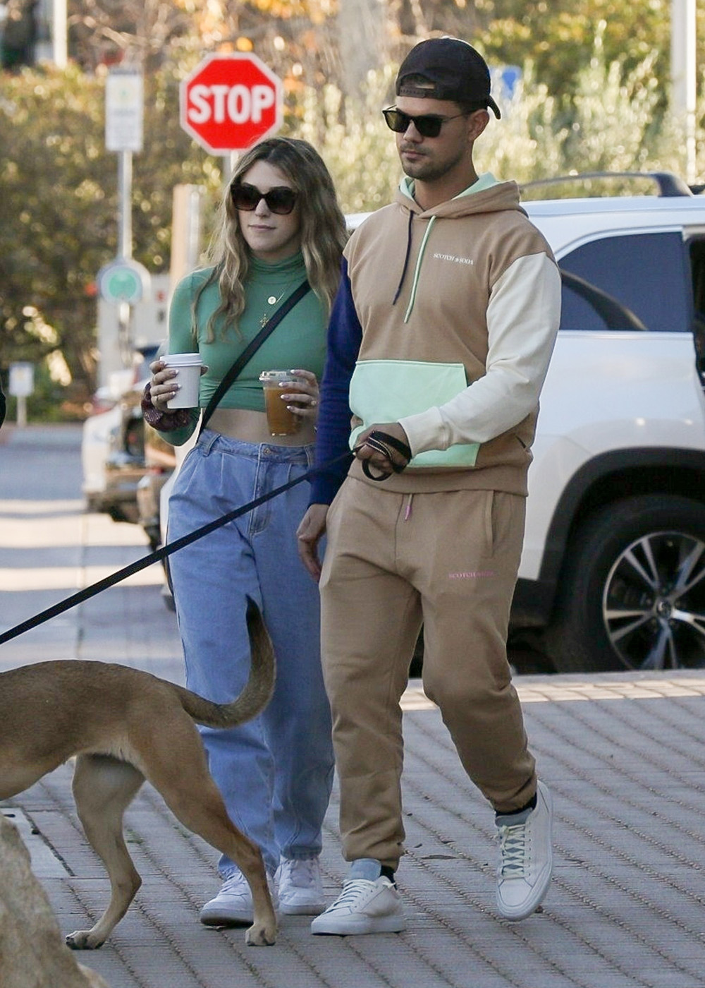 *EXCLUSIVE* Taylor Lautner and Tay Dome spend their afternoon grabbing coffee and shopping with friends in Malibu