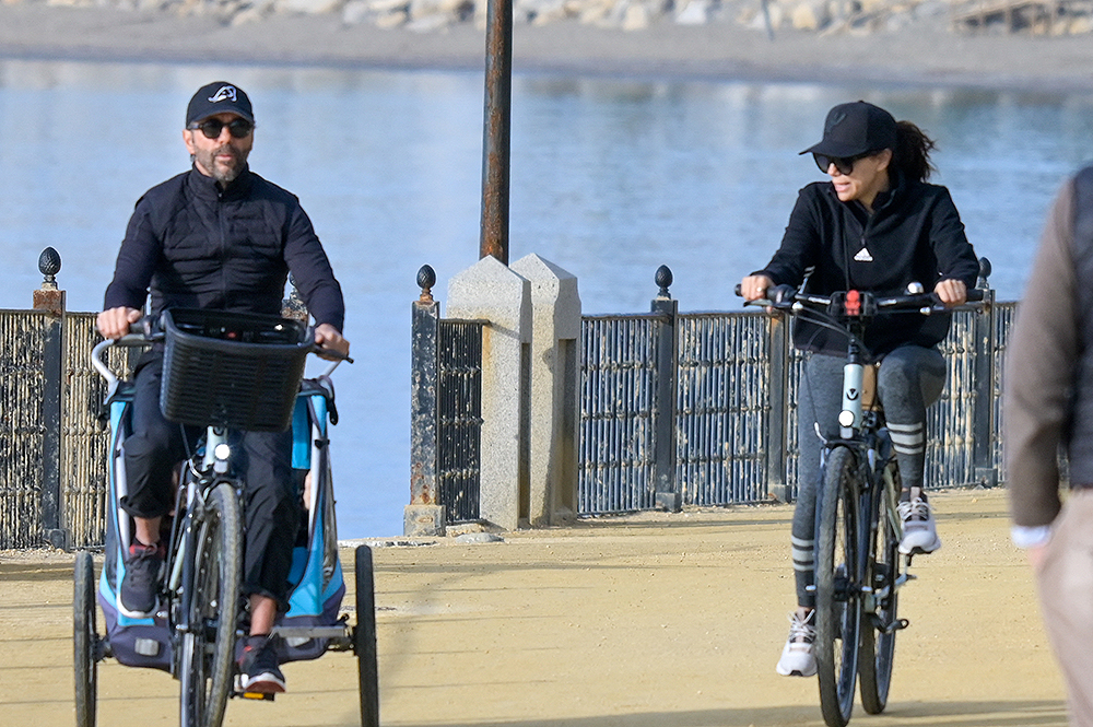 EXCLUSIVE: Eva Longoria enjoys an end-of-year bike ride with husband José Bastón in Marbella, Spain.