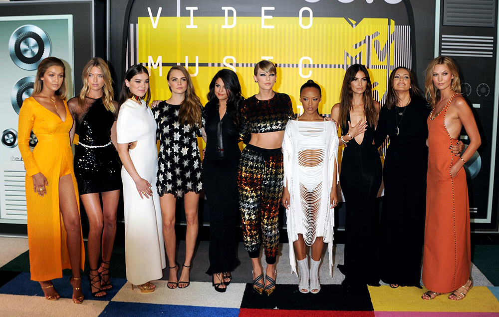 Gigi Hadid, Martha Hunt, Hailee Steinfeld, Cara Delevingne, Selena Gomez, Taylor Swift, Serayah McNeill, Lily Aldridge, Mariska Hargitay and Karlie Kloss
MTV Video Music Awards, Arrivals, Los Angeles, America - 30 Aug 2015
2015 MTV Video Music Awards - Arrivals