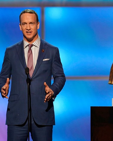 Former NFL player Peyton Manning presents the Walter Peyton NFL man of the year award at the 8th Annual NFL Honors at The Fox Theatre, in Atlanta
8th Annual NFL Honors, Atlanta, USA - 02 Feb 2019