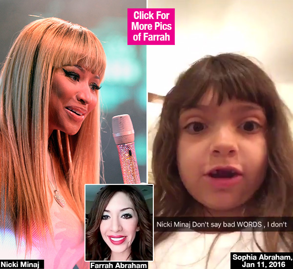 Farrah Abraham Daughter Disses Nicki Minaj