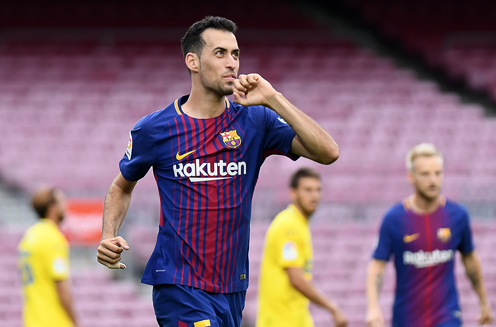 Sergio Busquets of FC Barcelona celebrates his goal.
FC Barcelona v UD Las Palmas. LaLiga, date 7, Camp Nou stadium, Barcelona, Spain - 02 October 2017