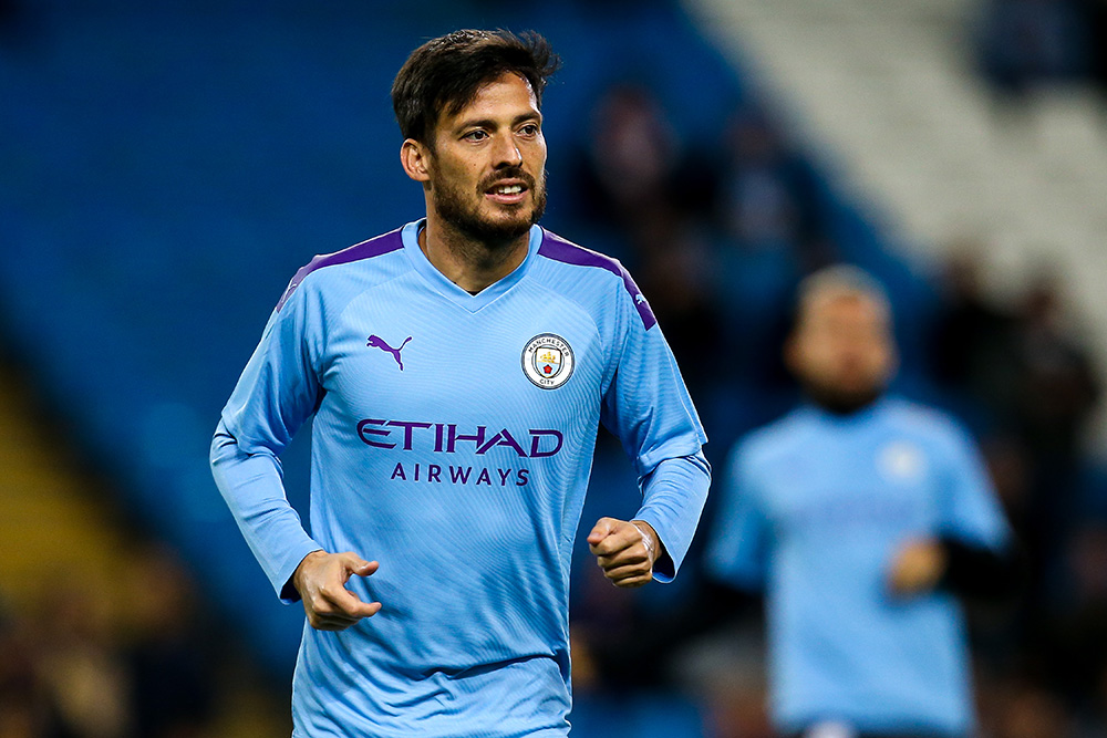 Editorial use only
Mandatory Credit: Photo by Robbie Stephenson/JMP/Shutterstock (10432881ca)
David Silva of Manchester City
Manchester City v Dinamo Zagreb, UK - 01 Oct 2019