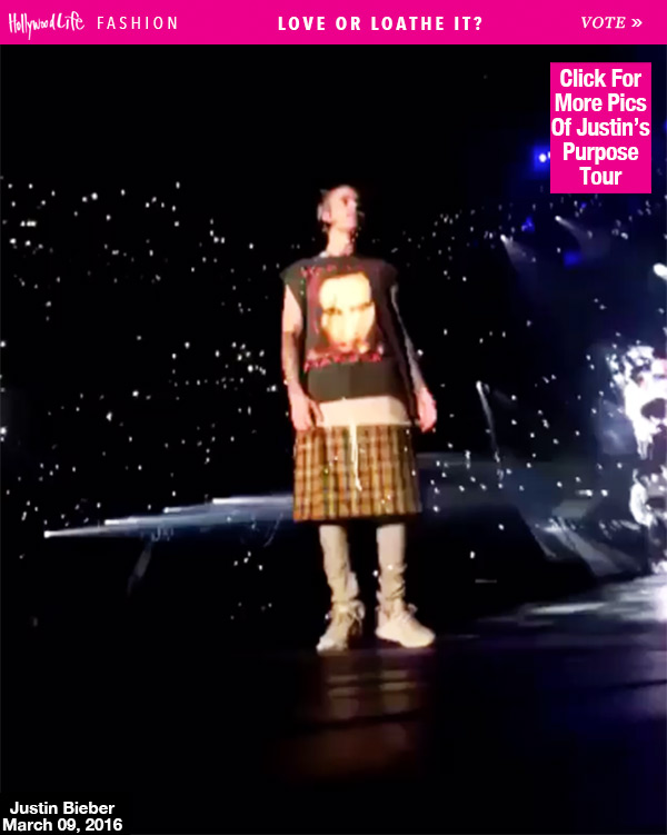 justin bieber skirt purpose tour