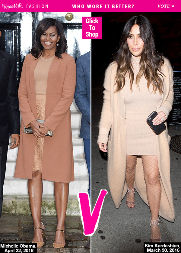 michelle obama kim kardashian same nude outfit