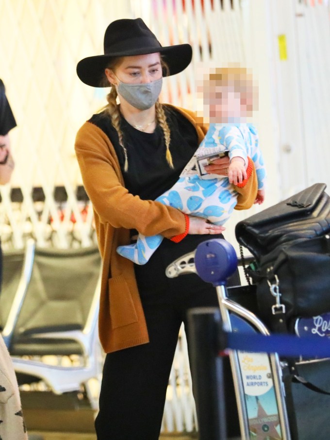 Amber Heard & Daughter At The Airport