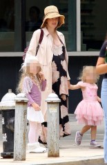 Blake Lively shows her baby bump in a floral dress while hailing a cab with her daughters, Inez and James in Downtown Manhattan. Blake was all smiles as she was seen chatting with a friend while her daughters were dressed in costumes and played around her. 05 Aug 2019 Pictured: Blake Lively. Photo credit: LRNYC / MEGA TheMegaAgency.com +1 888 505 6342 (Mega Agency TagID: MEGA478808_002.jpg) [Photo via Mega Agency]