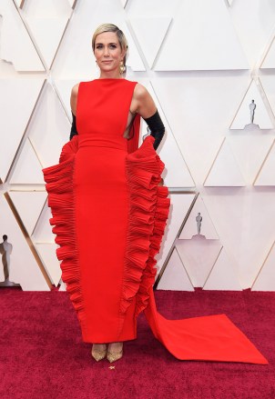 Kristen Wiig arrives at the Oscars on Sunday, Feb. 9, 2020, at the Dolby Theatre in Los Angeles. (Photo by Richard Shotwell/Invision/AP)