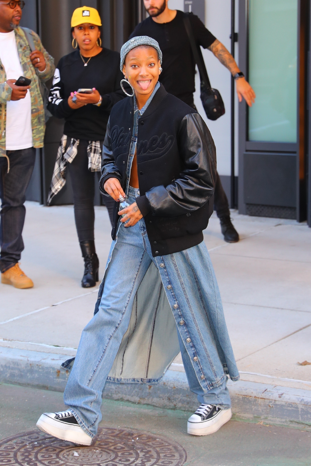 *EXCLUSIVE* Willow Smith gets quirky while leaving Roc Nation with boyfriend De'Wayne wearing matching denim outfits