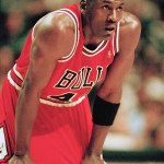 Chicago Bulls Guard Michael Jordan catches his breath during the second quarter of his comeback game against the Indiana Pacers, Indianapolis, In. Jordan played 43 minutes in the 103-96 overtime loss to the Pacers
Michael Jordan 1995, Indianapolis, USA