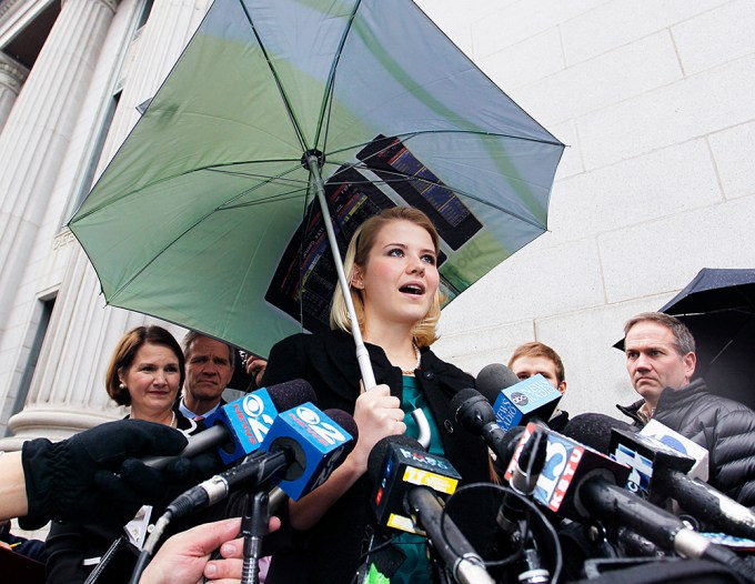 Elizabeth Smart talks to the media