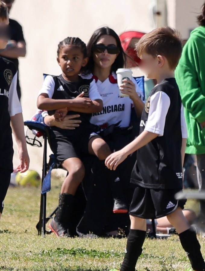 Kim Kardashian Cheers On Son Saint West at His Soccer Game