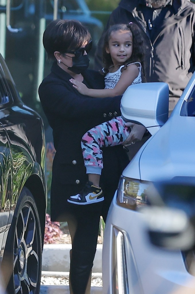 Kris Jenner & Dream Kardashian at the Kardashian Christmas Card Shoot