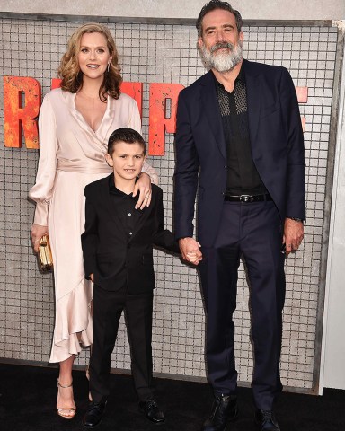 Jeffrey Dean Morgan, Hilarie Burton and Augustus "Gus" MorganNew Line Cinema World Premiere of RAMPAGE at the Microsoft Theater, Los Angeles, CA, USA - 4 April 2018