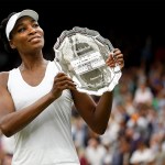 Venus Williams of USA with the runners up trophy following her loss in the Ladies Final
Wimbledon 2017, Day 12, All England Lawn Tennis Club, London UK, 15 July 2017