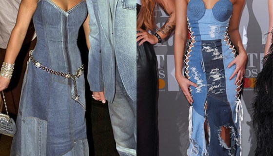 leigh anne pinnock britney spears denim dress brit awards