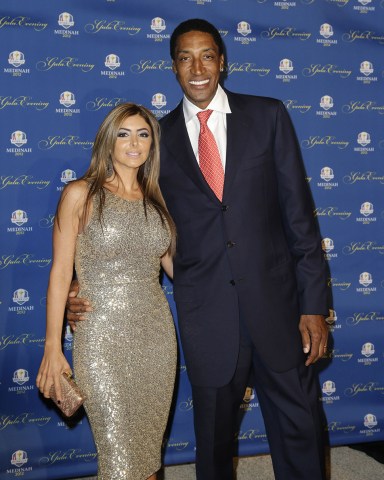 Chicago Bulls legend Scottie Pippen arrives with his wife Larsa Younan
The 39th Ryder Cup Gala at Akoo Theatre in Rosemont, Illinois, America - 26 Sep 2012