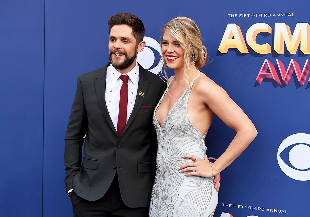 Thomas Rhett, Lauren Akins. Thomas Rhett, left, and Lauren Akins arrive at the 53rd annual Academy of Country Music Awards at the MGM Grand Garden Arena, in Las Vegas
53rd Annual Academy Of Country Music Awards - Arrivals, Las Vegas, USA - 15 Apr 2018